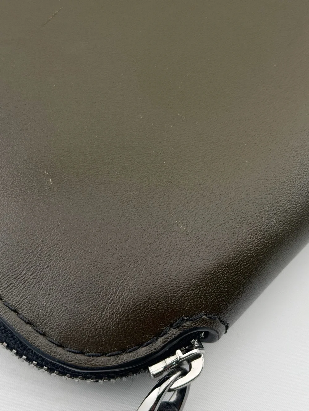 MICHAEL KORS Olive Green Leather 13” Laptop Sleeve with Front Zip